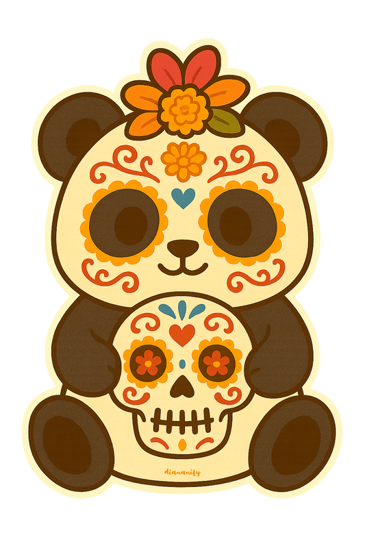 Glitter- Panda day of the dead sticker