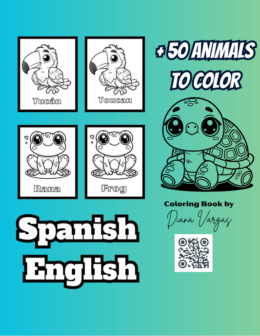 Bilingual Coloring Book for Toddlers: Spanish English Animals to Color
