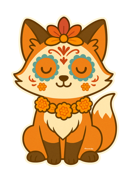 Fox Day of the dead sticker