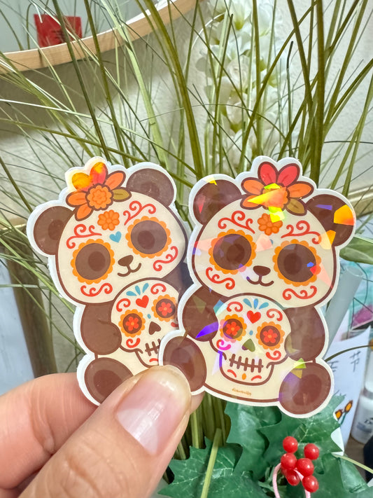 Glitter- Panda day of the dead sticker
